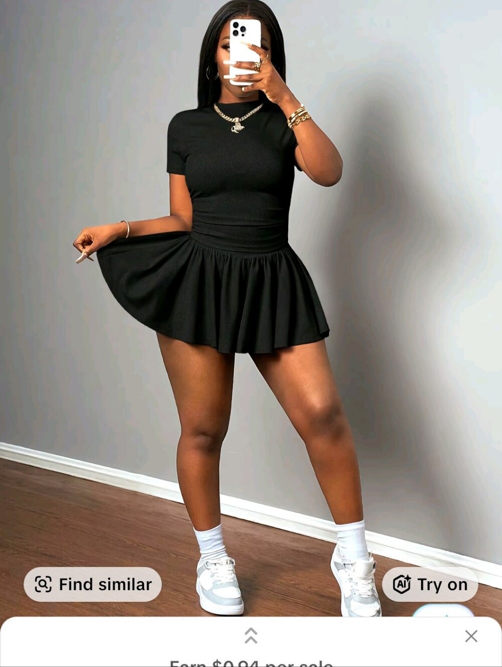 black xxl skirt set
